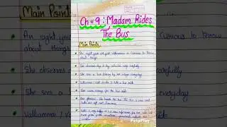 Clear 10 English chapter - Madam Rides The Bus... Main points..... Keynotes.....