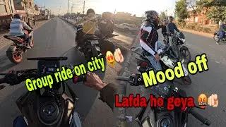 Group ride on city 😍 mood off kar diya yar 🤬🫵🏻 #automobile #motovolgger #rider 
