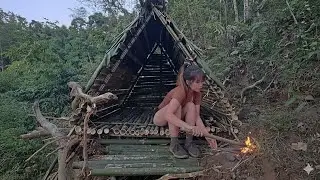 Building a Bamboo Survival Shelter in the Jungle | Primitive Skills & Nature Life