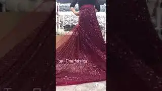 Wine Sequins lace Fabric