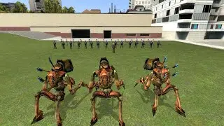 31 HUMANS + RESISTANCE VS 3 ZOMBIES + ENEMY ALIENS NPCs in Garry's Mod