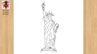 How to Draw a Statue of Liberty | Easy Lady Liberty Sketch Step by Step Drawing | Ellis Island