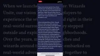 Wizards Unite shut down announcement
