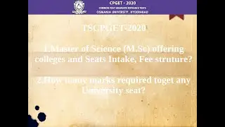 TSCPGET-2020 Results l TSCPGET Msc-Chemistry offering colleges l