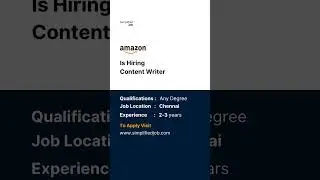 Amazon is hiring Content Writer - Simplified jobs
