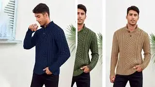 Men's Collar Pullover Sweater  Winter Fashion Buttons Twisted Thermal Sweaters#fashion #style