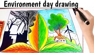 Save environment poster drawing / nature drawing with oil pastel colour /global warming drawing |