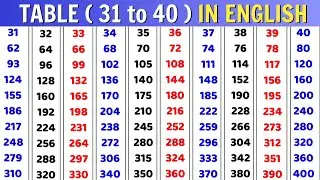 Table 31 to 40 in English || table 31 to 40 write || Table 31 se 40 tak || pahada 31 to 40