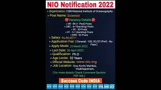 NIO Recruitment 2022 | CSIR NIO Recruitment 2022 #shorts #ytshorts #youtubeshorts #trending #youtube