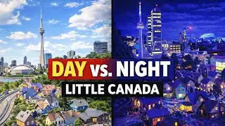 4K Little Canada Walk Through Mini World Day vs Night #canada 