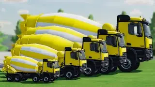 Mixer Trucks of Colors! SCANIA, JCB, MCQUEEN WITH DOUBLE FLATBED TRAILER TRUCK TO GARAGE, FS22 #A141