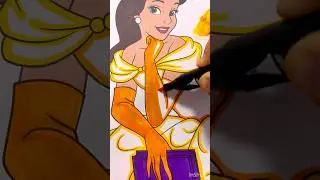 Disney Princess Belle Coloring Book Pages | Learn Colors #shorts #coloringforkids #markerart