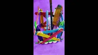 ✨♻️How to make Stationary organizer  ✏️♻️Ice-Cream Stick, Rubber Band Craft📦✨Stationery Holder #diy