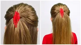 Необычная коса с лентой ♦ Diamond Braid ♦ Простая праздничная прическа для девочек #25