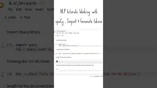 import spacy and generating token | NLP tutorials shorts #nlp #ai #python #codingshorts