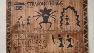When Warli meets the Upside Down 🌿⚡ #youtube  #warlipaintings  #drawing  #trending #art 