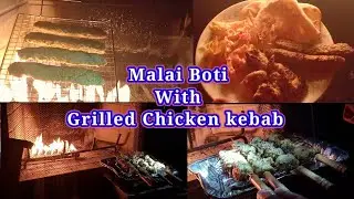 Fireplace Cooking during WINTER STORM Malai Chicken Boti w/Grilled Chicken Seekh Kebab