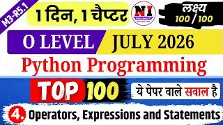 Python Programming (M3-R5.1) MCQs | Top 100  Python MCQs | Chap 4: Operators, Expressions and Python
