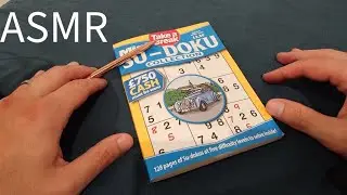 ASMR: Solving a Sudoku Puzzle, Whispering, Page Turning, Writing