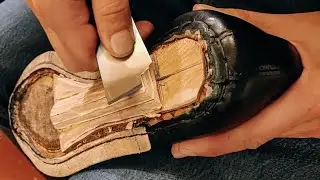 Hand Making a pair of bespoke Black Oxford shoes with a fiddle back sole