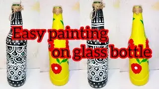 Easy painting on bottle//glass bottle art #crafterroja #bottleart #bottlepainting #bottleartdiy #diy