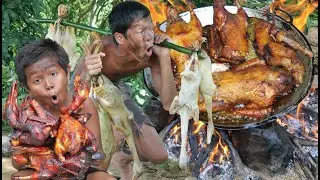 Primitive technology - To day cooking duck eating recipe