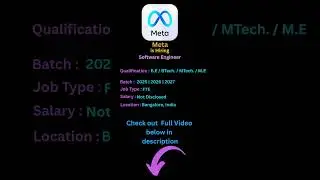 META is Hiring Software Engineers | Freshers Batch 2025, 2026, 2027 | META Careers India