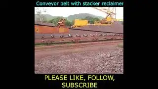 Conveyor belt with stacker reclaimer || Belt conveyor || Stacker || Reclaimer || Excavator #shorts