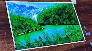 Acrylic Painting For Beginners || Step by Step Landscape painting || एक्रेलिक पेंटिंग का ब्रांचेस 🏞️