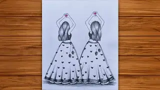 How to draw two girls friendship Drawing easy|bff drawing|best friends drawing|girl drawing art