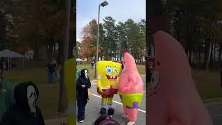 Spongebob and Patrick at the park #spongebob #halloween #spooky #fyp #viralvideo #halloween2024
