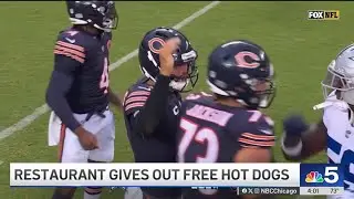 Thousands line up for free hot dogs from The Weiner Circle following Bears' win
