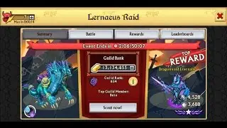 Knights and Dragons - Lernaeus Raid attacks, leveling Clepsydra Brassgear + & chests