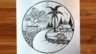 Perspective road view scenery drawing 