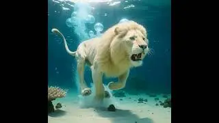 White Tiger underwater swimming and roaring. Wow!  #ai #shorts #aianimals #animals