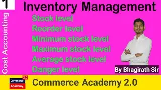 EOQ | Re- Order Level | Maximum Stock Level | Minimum Stock Level | Average Stock Level | #Costing
