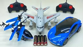 Flying Remote Control RC Helicopter | and 3D Light RC Car with | a380 Model Airline Unboxing,Testing