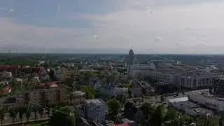 Kaunas city in Lithuania showcasing the cityscape and the iconic Christ's Resurrection church from