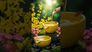 Ambient Nature Loop: Bamboo Fountain, Yellow Flowers, and Soothing Water Sounds #relaxingmusic