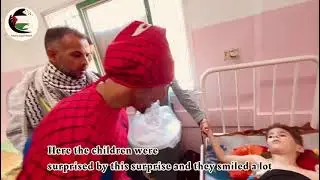 Distributing gifts to sick children in Nasser Hospital  KhanYunis To donate WhatsApp 00970599080660