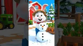 Today, show the rabbit building a snowman on the farm