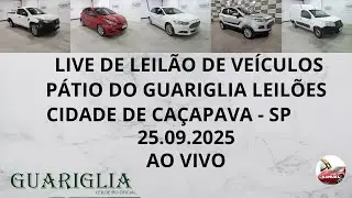 LIVE DE LEILÃO DE VEÍCULOS NO PÁTIO DO GUARIGLIA LEILÕES  DIA 25.09.25