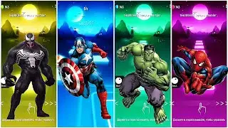 VENOM 🆚 CAPTAIN AMERICA 🆚 HULK 🆚 SPIDERMAN | MARVEL CHARACTERS BATTLE TilesHop 