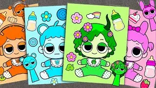 Cute Baby Spunki Incredibox Faces! Orange, Red, Silver, Fun Bot, and Green Stickers | ASMR Paper DIY