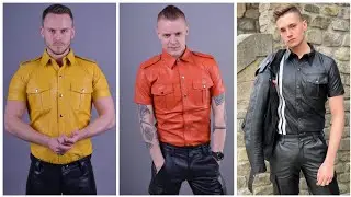 Gorgeous leather button up shirts with beautiful leather pants outfits for men & boys#2022