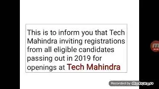 Tech Mahindra Recruitment for 2019 Passouts