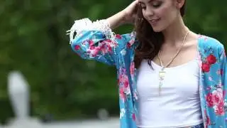 SammyDress Beach Style - Blue Floral Kimono/ Cardigan/ Beach Wear