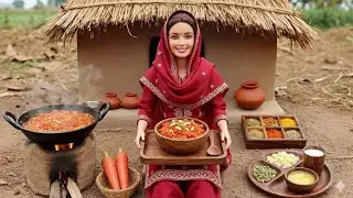 Tiny Kitchen Carrot Halwa ASMR 🍯 | Miniature Doll Cooking in Indian Villageا 
