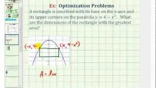 Ex: Optimization - Maximum Area of a Rectangle Inscribed by a Parabola