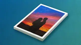 Love Couple Silhouette at Sunset | Vibrant Sky Landscape Painting